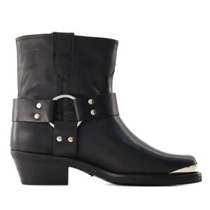 Anine Bing Mid Ryder Moto Boots Leather Black 37/7